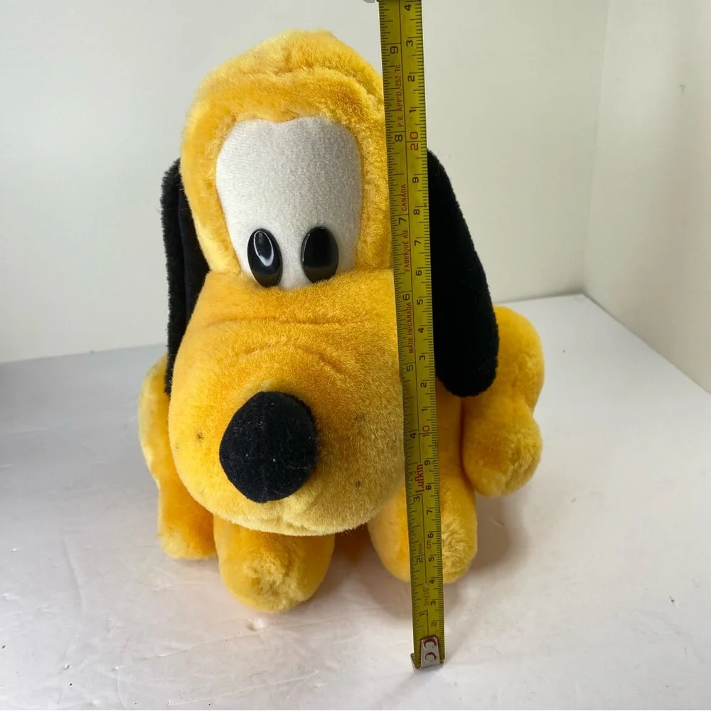 1990s Disneyland Pluto 9 Inch Plush RARE Red Collar Sitting Dog Stuffed CLEAN - Picture 8 of 8